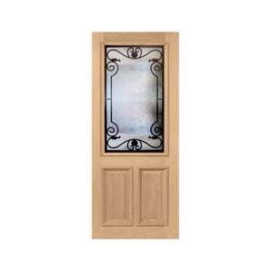 Woodcraft 2040 x 820 x 40mm Entrance Door Half Lite Venice TG Glass WI