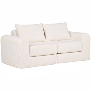 Ufurniture 172cm 2 Seater Sofa Corduroy Modular Compressed Loveseat Couch Recliner No Assembly Beige