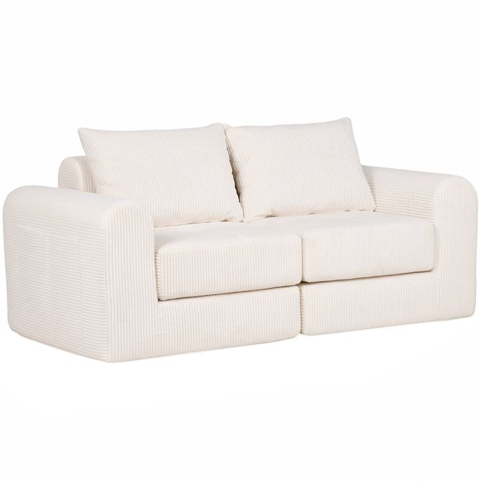 Ufurniture 172cm 2 Seater Sofa Corduroy Modular Compressed Loveseat Couch Recliner No Assembly Beige