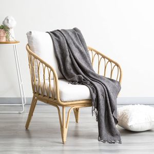 Cloud Linen Lygon Wool Acrylic 127x152cm Throw Sofa/Couch Soft Rug/Blanket Grey