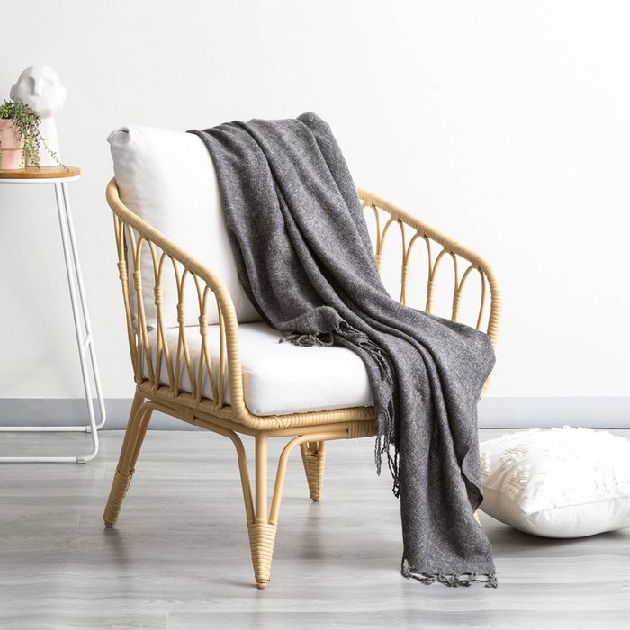 Cloud Linen Lygon Wool Acrylic 127x152cm Throw Sofa/Couch Soft Rug/Blanket Grey