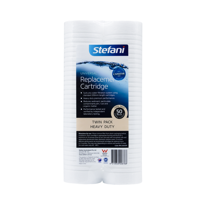 Stefani 50 Micron 250mm Heavy Duty Universal Replacement Filter - Twin Pack