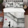 3D Banksy Alone Girl Red Balloon Quilt Cover Set Bedding Set Duvet Cover Pillowcases  ZY D75
