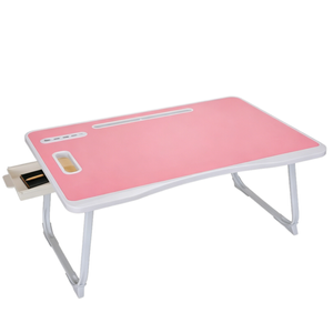Catzon Laptop Bed Table With Usb Charge Port And Storage Drawer-pink
