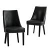 Oikiture 2PCs PU Leather Dining Chair Kitchen Padded Seat Winglet Design Black