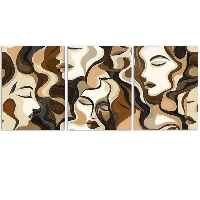 3pcs Brown and beige faces Print 100% Australian Made 3 x 40x60cm (Metal Print)