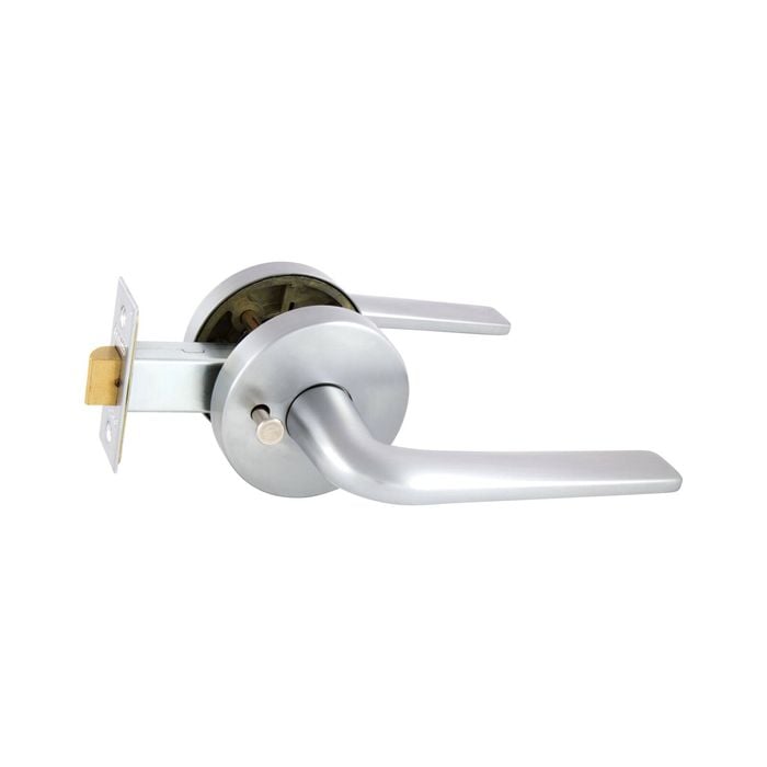 Schlage Brushed Satin Chrome Medio Plus Series Sierra Privacy Lever Set With QuickFix