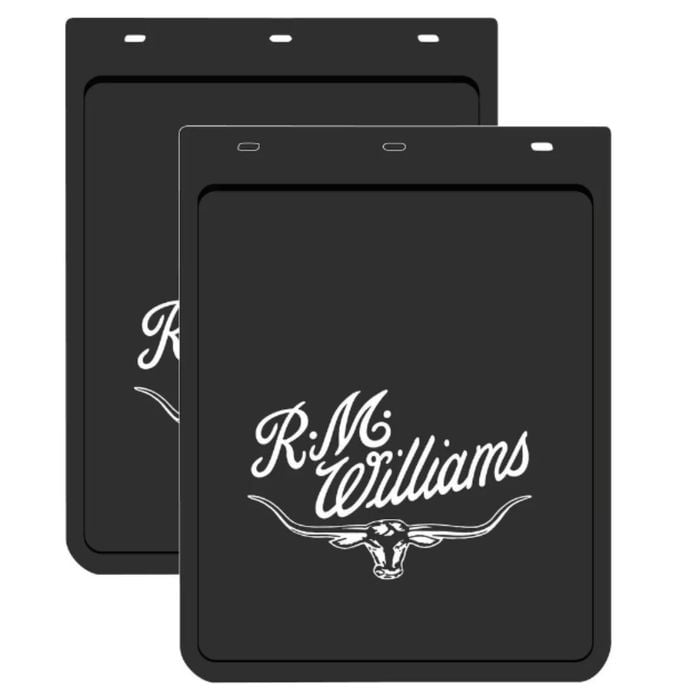 2x Genuine R.M.Williams Car Mud Flaps 36x28cm RMW 4WD Ute Black Mudflaps 36cm drop x 28cm wide