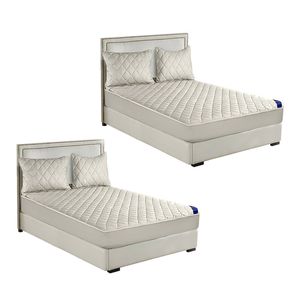 SOGA 2 Pack White Queen Cross-Hatch Quilted Mattress Cover Sets with 4 Pillowcases