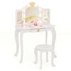 Costway Tri-fold Mirror Kids Dressing Table Xmas Gift W/3-color Leds - White