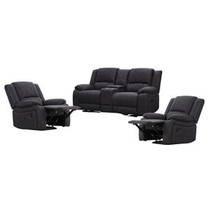Anderson 1+1+2 Seater Fabric Electric Recliner Sofa Lounge Chair Set Jet Dark Grey