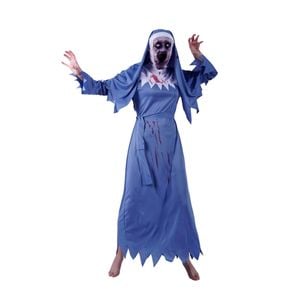 More Than Party Unisex Scary Blue Nun Halloween Costume Complete Set With Mask