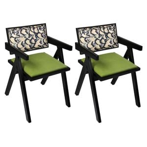 Levede 2x Vintage Dining Chair Velvet Seat Rubberwood Frame Green