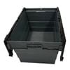 Vogue Plastic Transport Storage Crate Attached Lid 600x400x320mm Heavy Duty Industrial Container