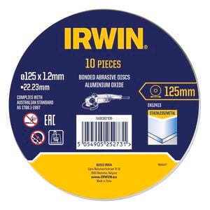 IRWIN 125 x 1.2 x 22.2mm Metal Cut Off Disc 10PK