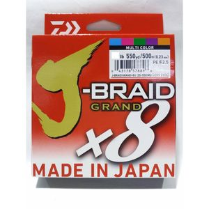 Daiwa j braid grand x8 500m multi colour braid fishing line 65lb