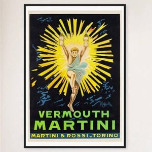 Galrie Vintage Vermouth Martini Rossi Torino Advertising Poster for Home Decor, Black Frame, A0 84 x 119cm (33 x 47inch)