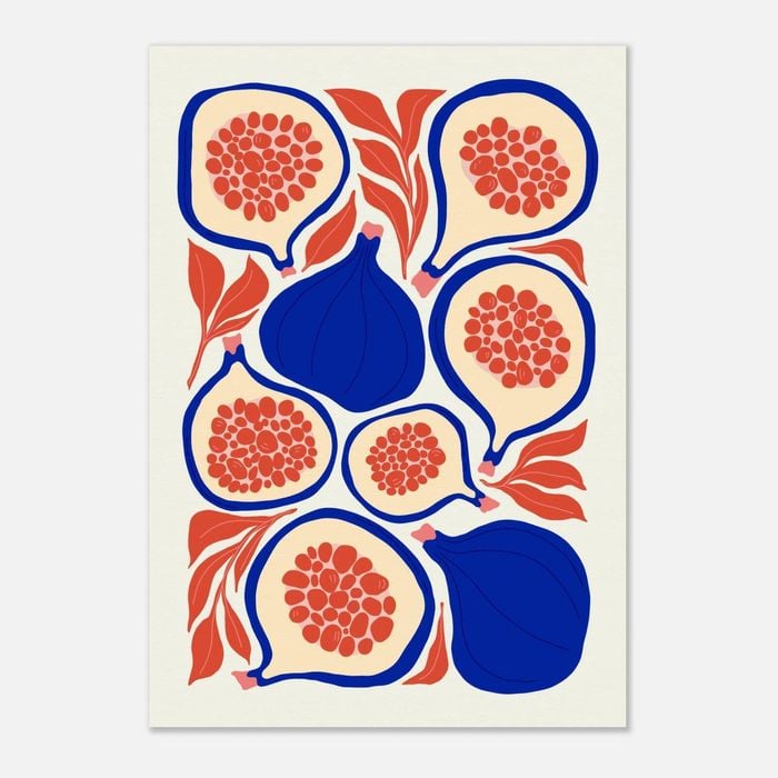 Galrie Vibrant Fig Print from Abstract Fruit Collection - Kitchen Wall Art Decoration, Poster Only, A0 84 x 119cm (33 X 47inch)