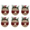 Catzon 6 Pcs Christmas Ball Ornaments 8CM with Pine Cones and Greenery for Xmas Party-Set 4