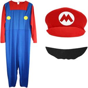 P&P Red Super Mario Kids Costume Set M 3 4 Years Jumpsuit Hat Gloves