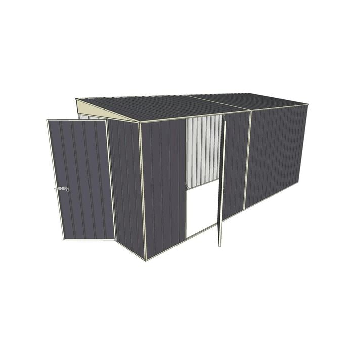 Build-a-Shed 1.5 x 4.5 x 2m Single Hinged Skillion Shed with Hinged Side Door - Grey