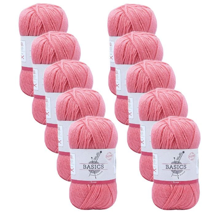 10pk Malli Super Blend Basic Crochet Knitting Yarn 8ply 100g 16x9cm Rouge