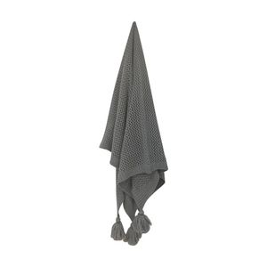 Maine & Crawford Hania 152x127cm Chunky Knit Throw Sofa Blanket w/ Tassels Stone
