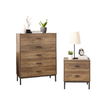 Cosmoliving Bronx Chest of 5 Drawers Dresser(1 Unit) + Bedside Table (1 Unit) Bundle