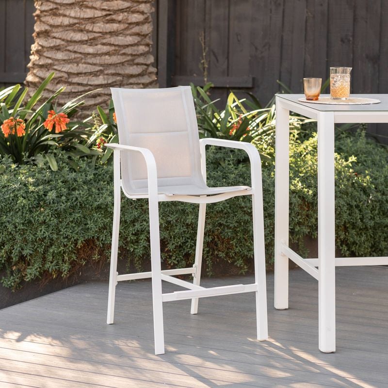 Cordoba Outdoor Padded Bar Chair Aluminium White