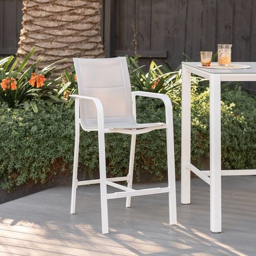 Mimosa White Aluminium Cordoba Outdoor Padded Bar Chair