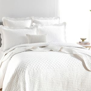 Renee Taylor Scallop Jacquard 65x65cm Euro Pillowcase Rectangle Cover Pearl
