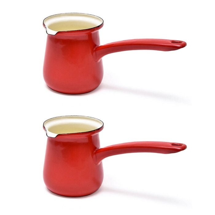 2PK Coffee Culture Enamel 450ml Turkish Coffee Pot Maker Stovetop Brewing Red