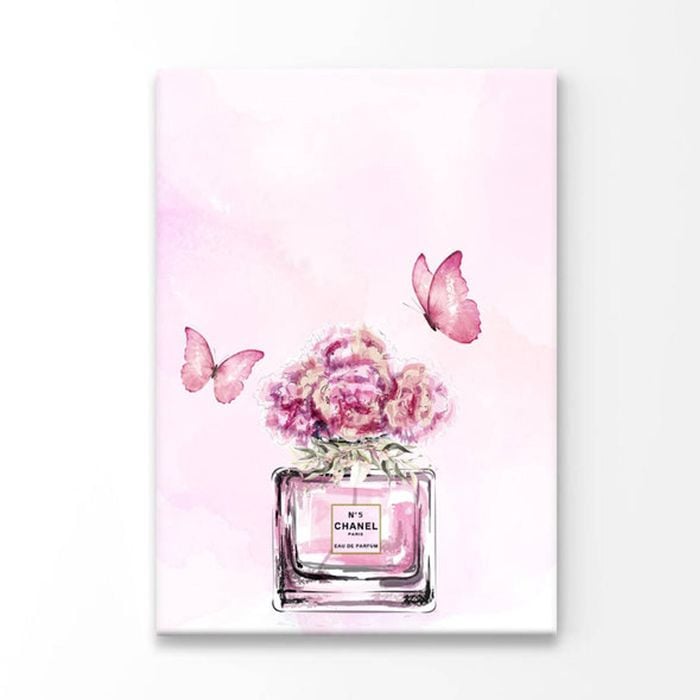 Pink Floral Perfume with Butterflies  Print 100% Australian Made 40 x 50cm  (Acrylic)
