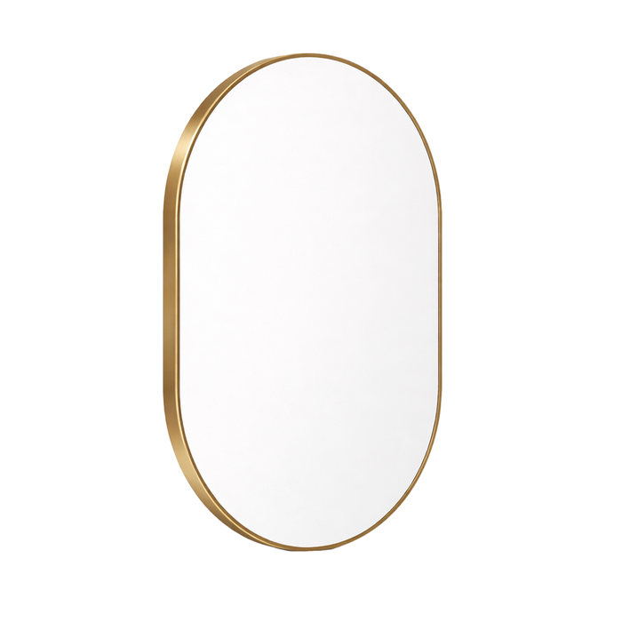 Barelli 750 x 500mm Brushed Brass Signature High Specification Scala Pill Shaped Framed Mirror