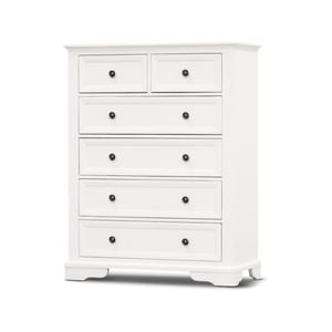 Celosia Tallboy 6 Chest of Drawers Solid Acacia Wood Bed Storage Cabinet - White
