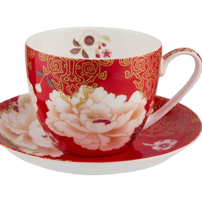 Maxwell And Williams Kimono Cup Saucer Bone China Gift Boxed Red 480ml