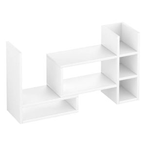 Advwin Adjustable Desktop Bookshelf Organizer with Storage Space Office Desk Bookcase with Adjustable Length and Angle White