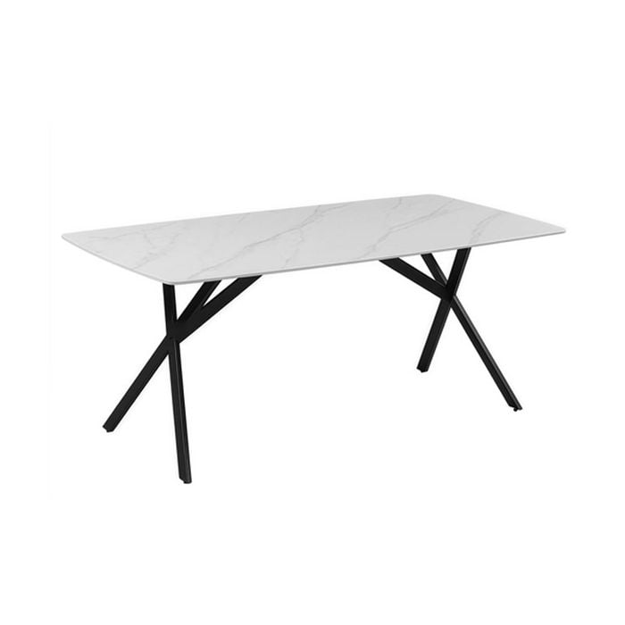 Dining Table Rectangular Shape White Sintered Stone Top