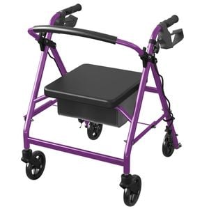 Advwin 4 Wheels Rollator Walker Foldable Mobility Aid with Dual Brake System, Purple