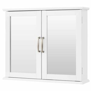 Costway Wall Medicine Cabinet Double Mirrored Door Shelves Kitchen