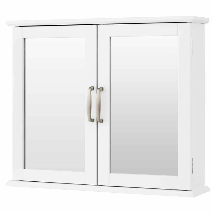 Costway Wall Medicine Cabinet Double Mirrored Door Shelves Kitchen