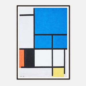 Galrie Piet Mondrian's Composition with Blue, Black, Yellow Stunning Abstract Art Print, Black Frame, A3 30 x 42cm (12 x 16inch)
