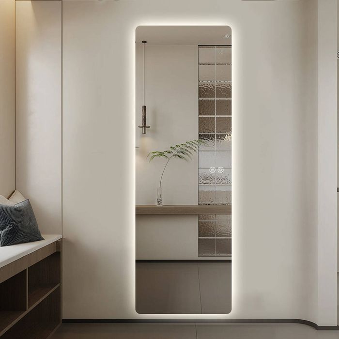 Best World Modern Rectangular Edge-Lit LED Mirror 50cm x 150cm Frameless Tricolour Dimmable Wall Mounted Mirror