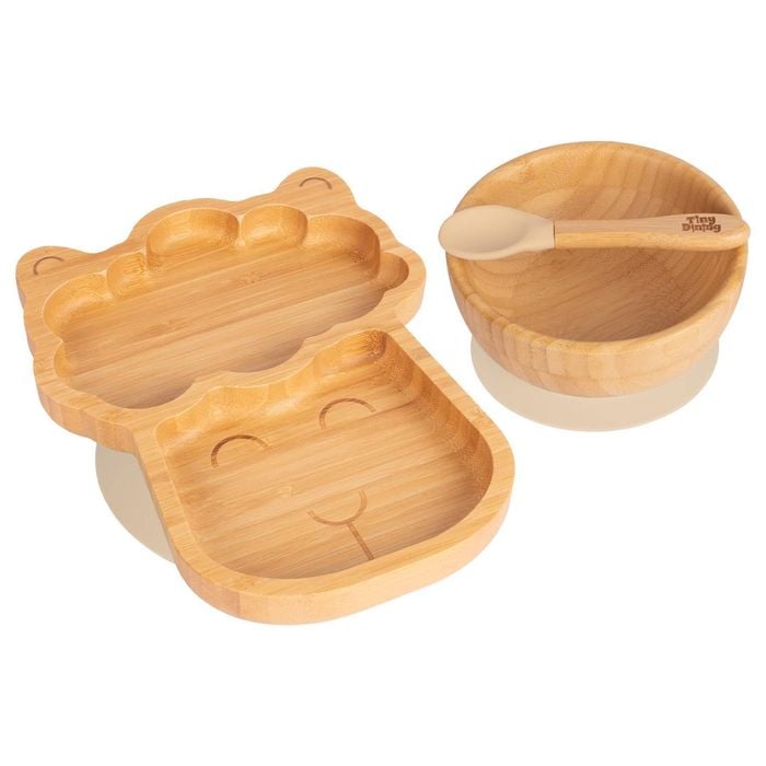 Tiny Dining 3pc Bamboo Llama Baby Feeding Set with Suction Cup