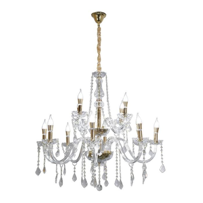 Eli & Co. Lighting Amorette 12-Light Crystal Chandelier 89cm Gold Finish Ceiling Light