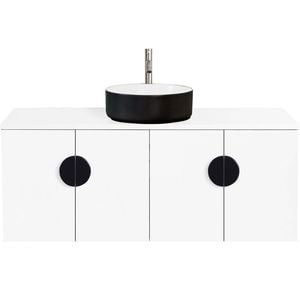 CIBO 1200mm White Mornington Wall Hung Vanity With Black / White Basin And Black Handles