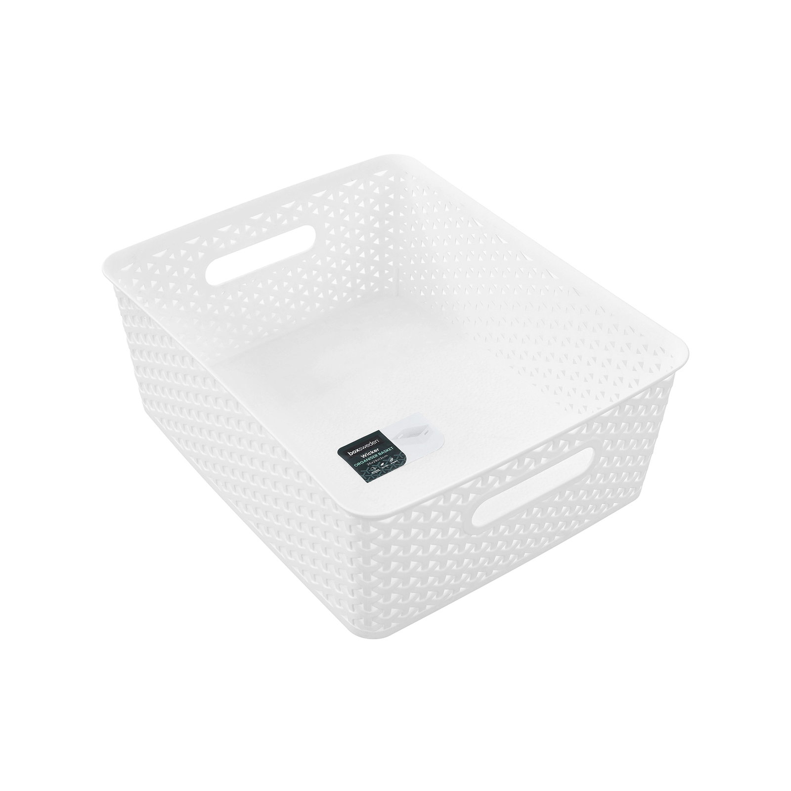 Boxsweden 35 x 29 x 13cm White Wicker Design Organiser Basket product image