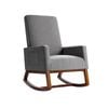 Costway Wood Rocking Chair Upholstered Fabric Armchair Grey