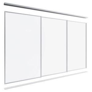 Lugna 2100 x 2701-3600mm Clear Anodised Optiglass Panels Wardrobe Triple Sliding Doors