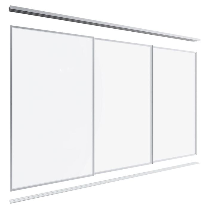 Lugna 2100 x 2701-3600mm Clear Anodised Optiglass Panels Wardrobe Triple Sliding Doors